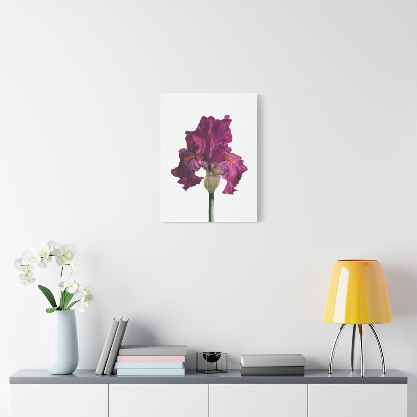 Elegant Floral Canvas Art - Vibrant Iris Print for Home Decor - Floral Watercolor Print
