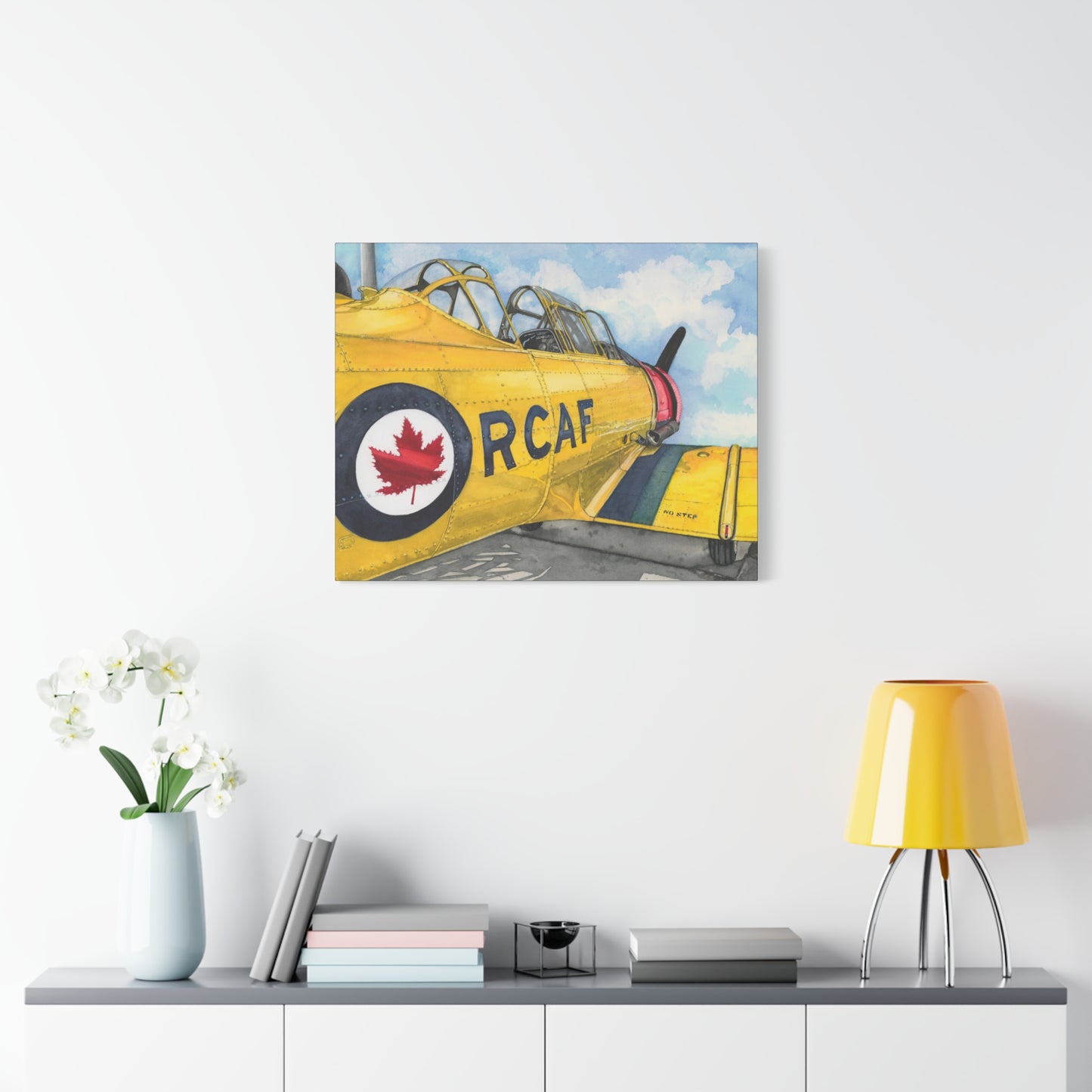 RCAF Yellow Airplane Canvas Wall Art - Matte Stretched Print - Aviation Art Print