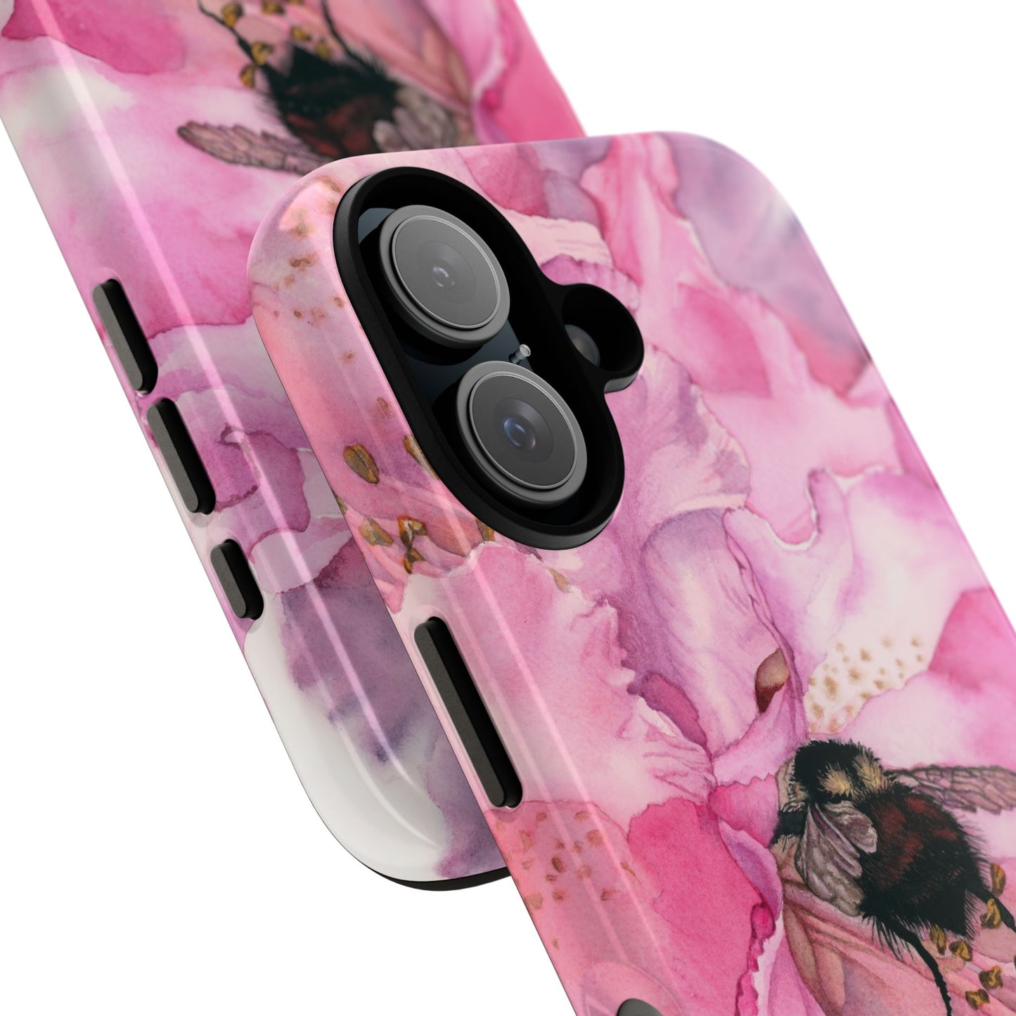 Floral Bee Phone Case - Tough and Stylish Protection - Floral Watercolor Print