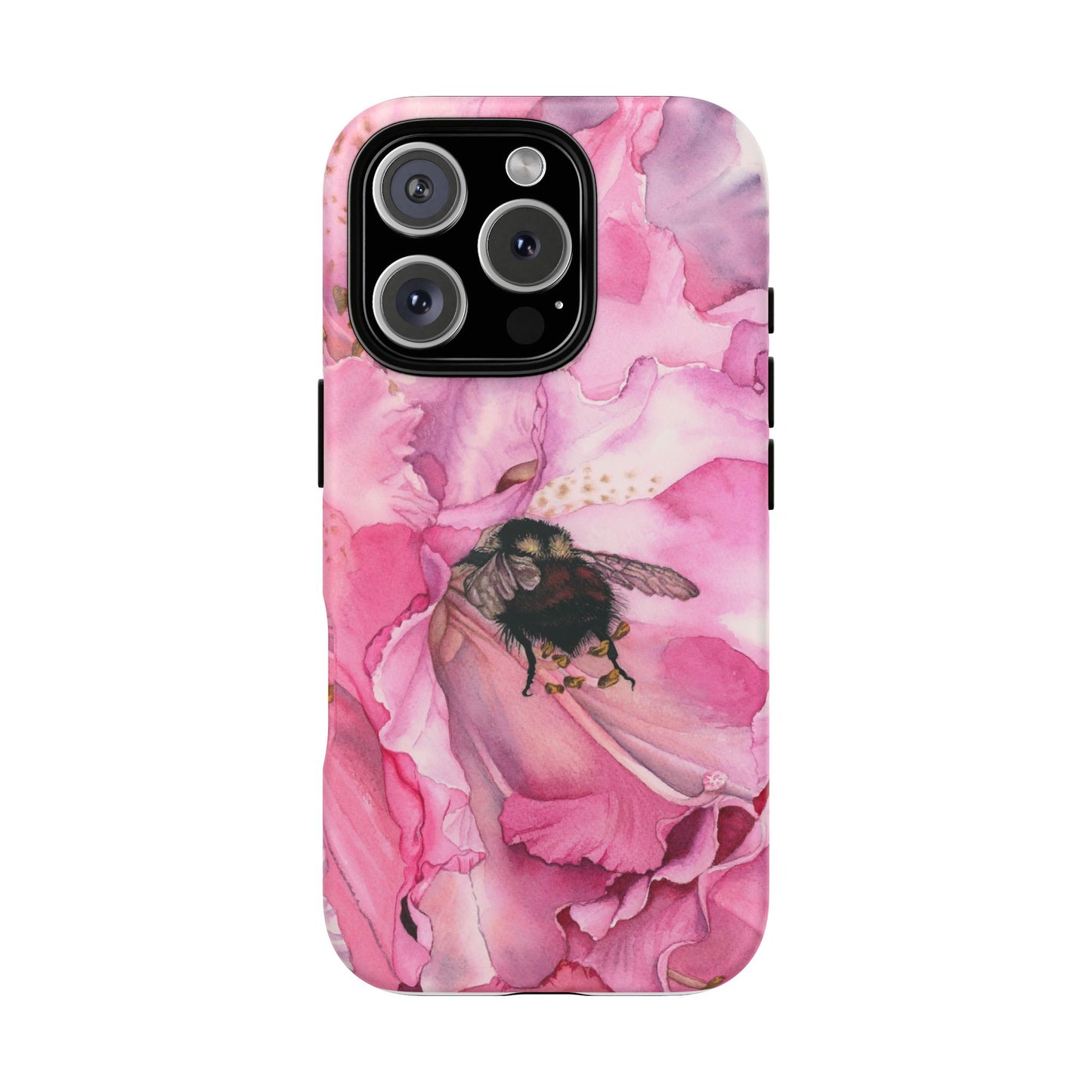 Floral Bee Phone Case - Tough and Stylish Protection - Floral Watercolor Print