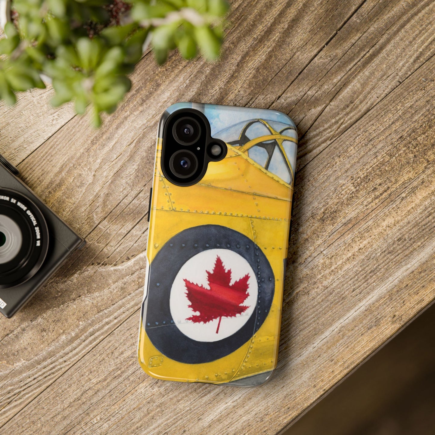 Canadian Vintage Airplane Phone Case - Tough Cases with Maple Leaf Design - Aviation Art Print