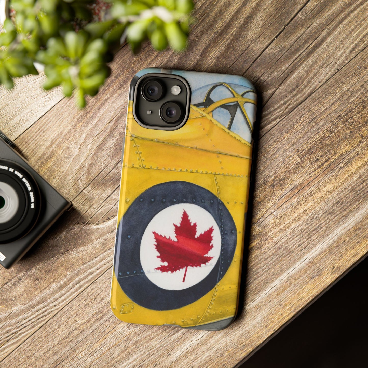 Canadian Vintage Airplane Phone Case - Tough Cases with Maple Leaf Design - Aviation Art Print