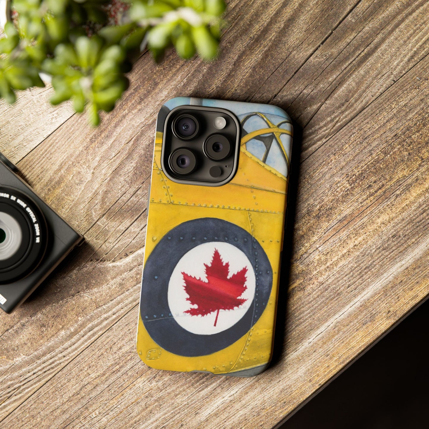 Canadian Vintage Airplane Phone Case - Tough Cases with Maple Leaf Design - Aviation Art Print