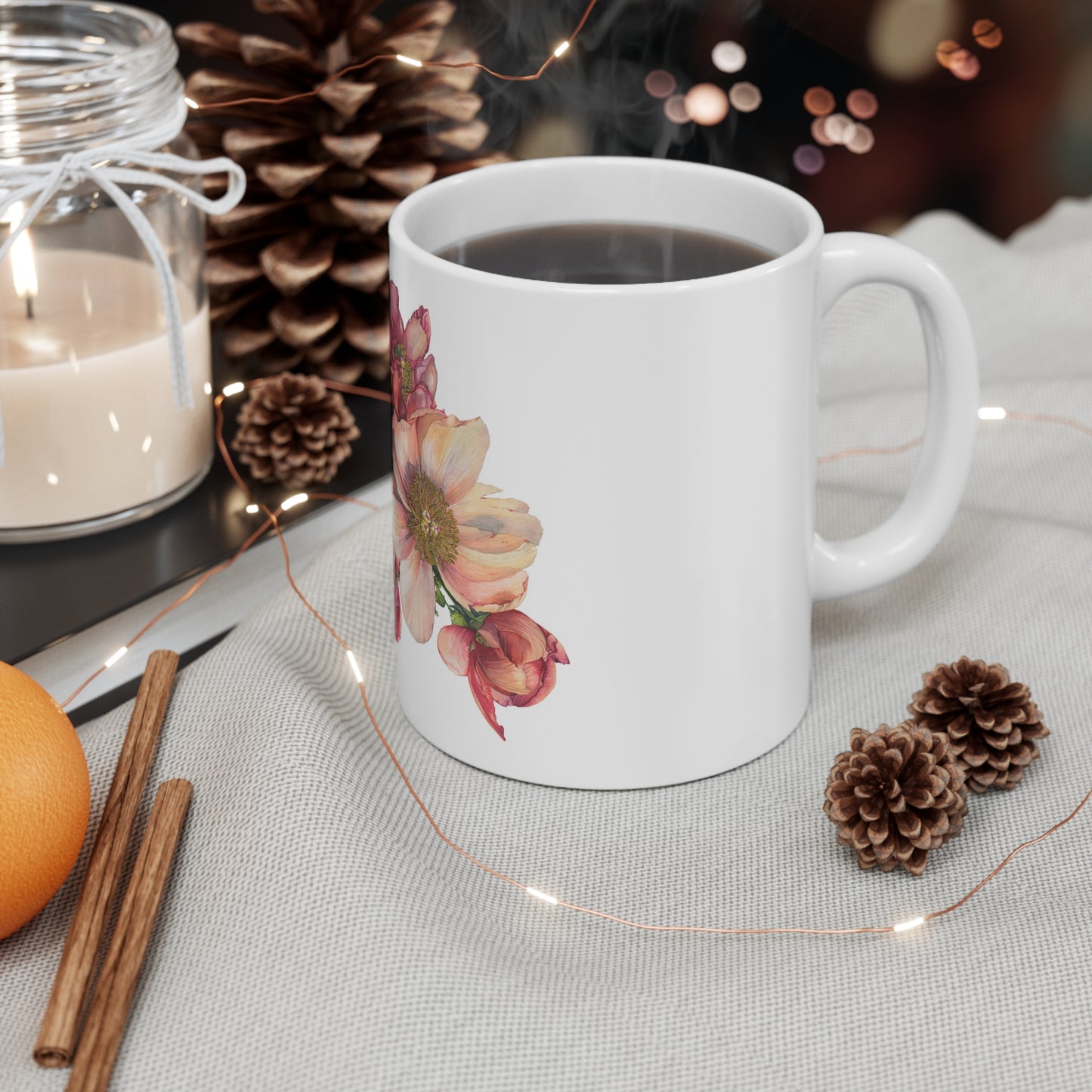 Floral Delight Mug - 11oz Coffee Cup for Nature Lovers - Floral Watercolor Print