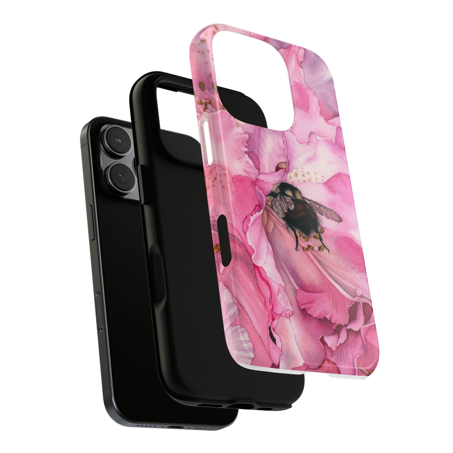Floral Bee Phone Case - Tough and Stylish Protection - Floral Watercolor Print
