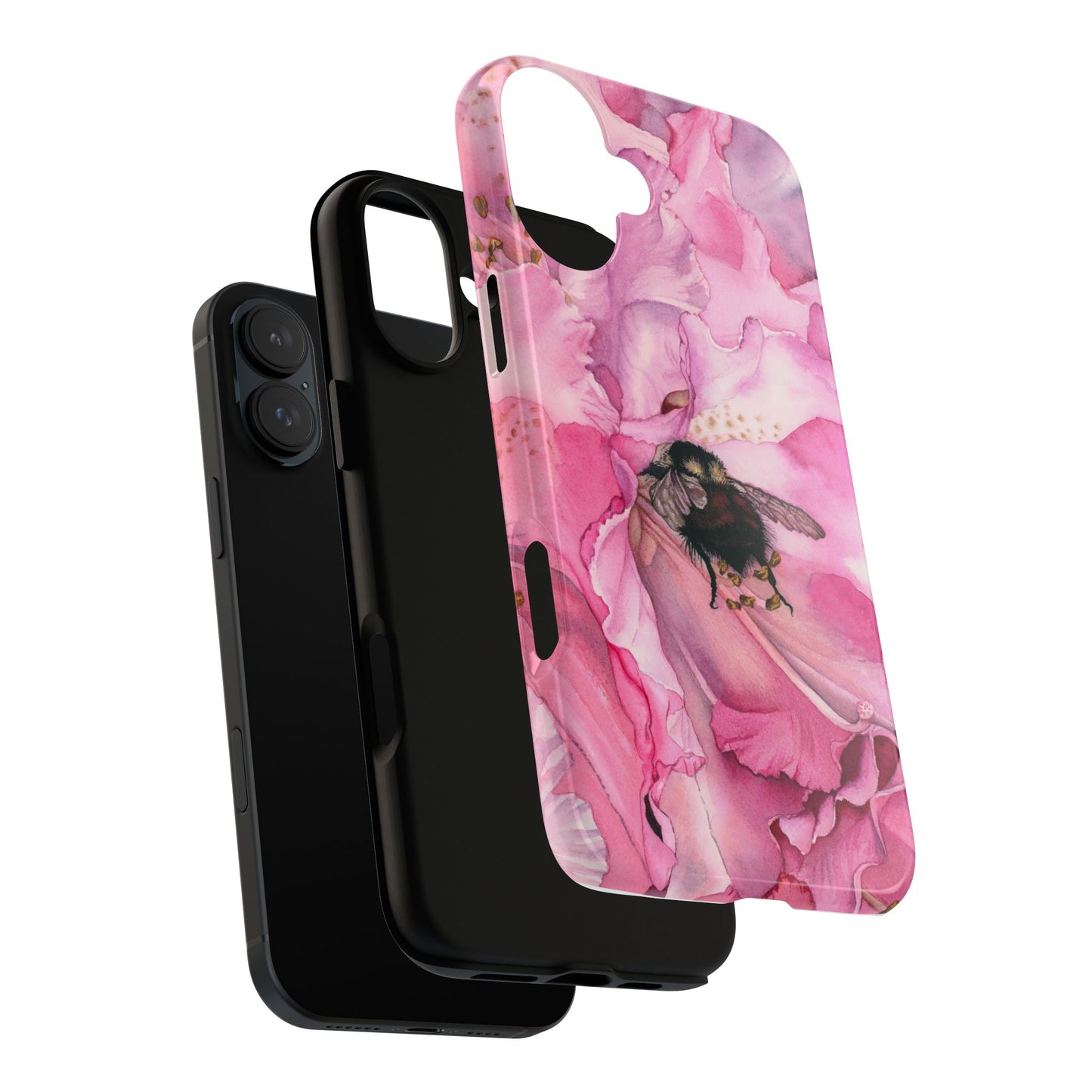 Floral Bee Phone Case - Tough and Stylish Protection - Floral Watercolor Print