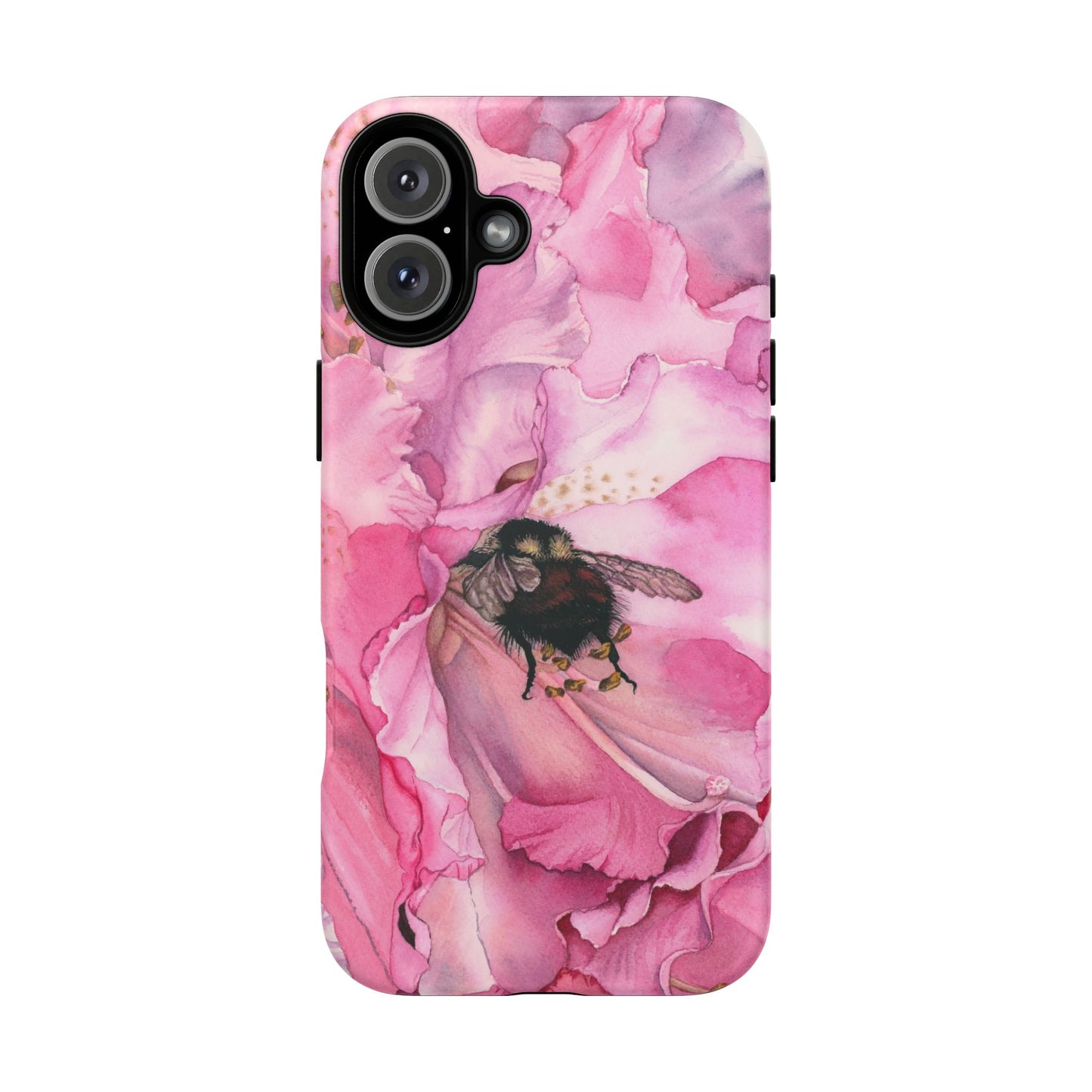 Floral Bee Phone Case - Tough and Stylish Protection - Floral Watercolor Print