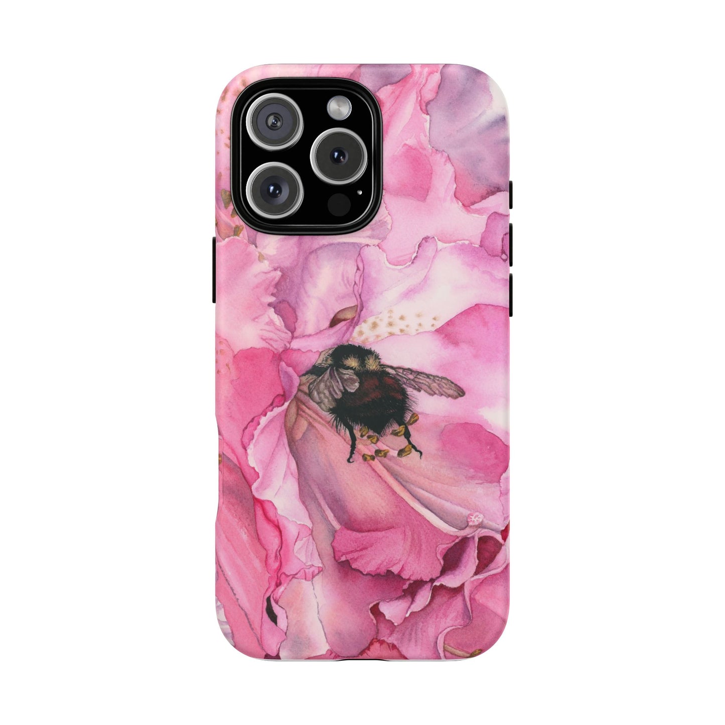 Floral Bee Phone Case - Tough and Stylish Protection - Floral Watercolor Print