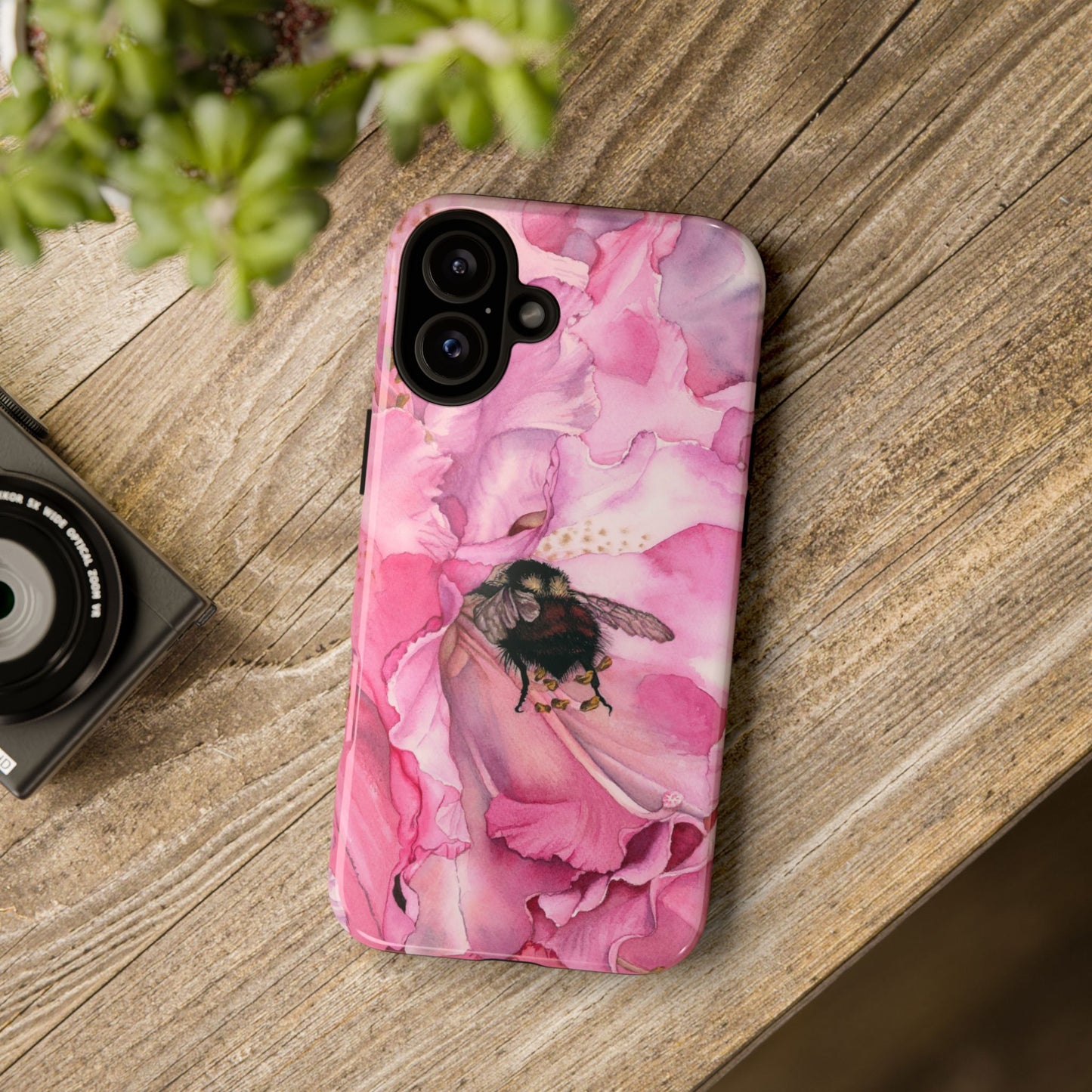 Floral Bee Phone Case - Tough and Stylish Protection - Floral Watercolor Print
