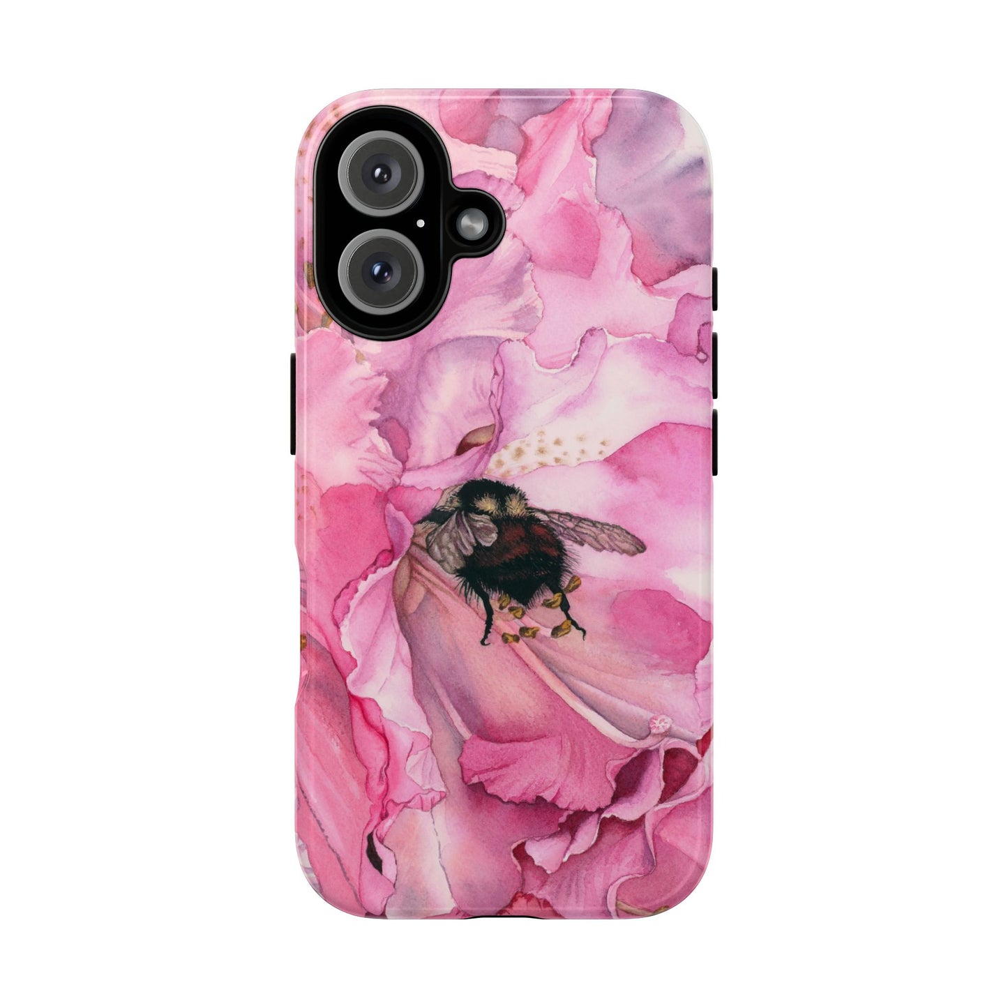 Floral Bee Phone Case - Tough and Stylish Protection - Floral Watercolor Print