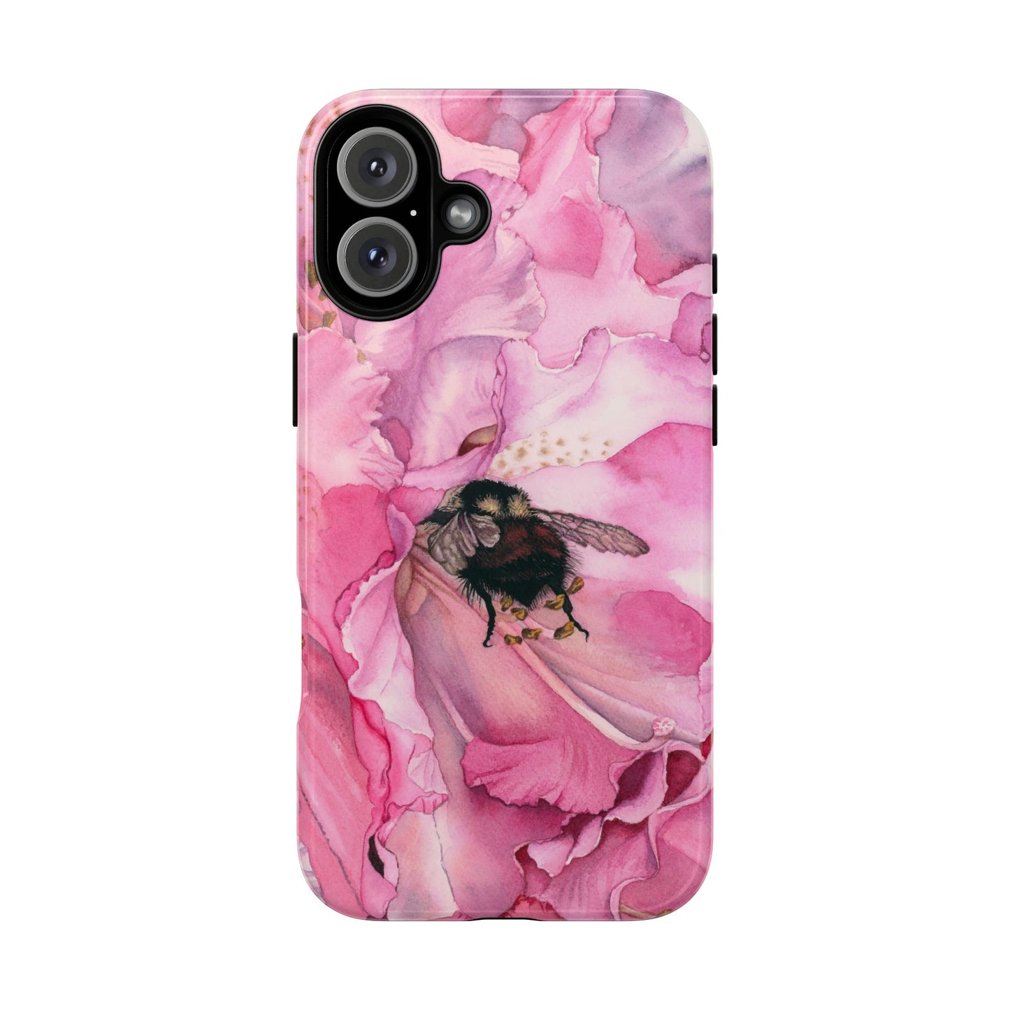 Floral Bee Phone Case - Tough and Stylish Protection - Floral Watercolor Print