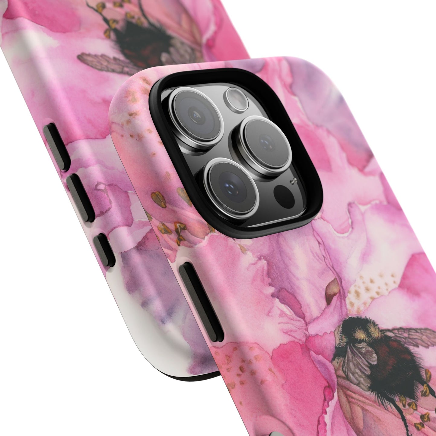 Floral Bee Phone Case - Tough and Stylish Protection - Floral Watercolor Print