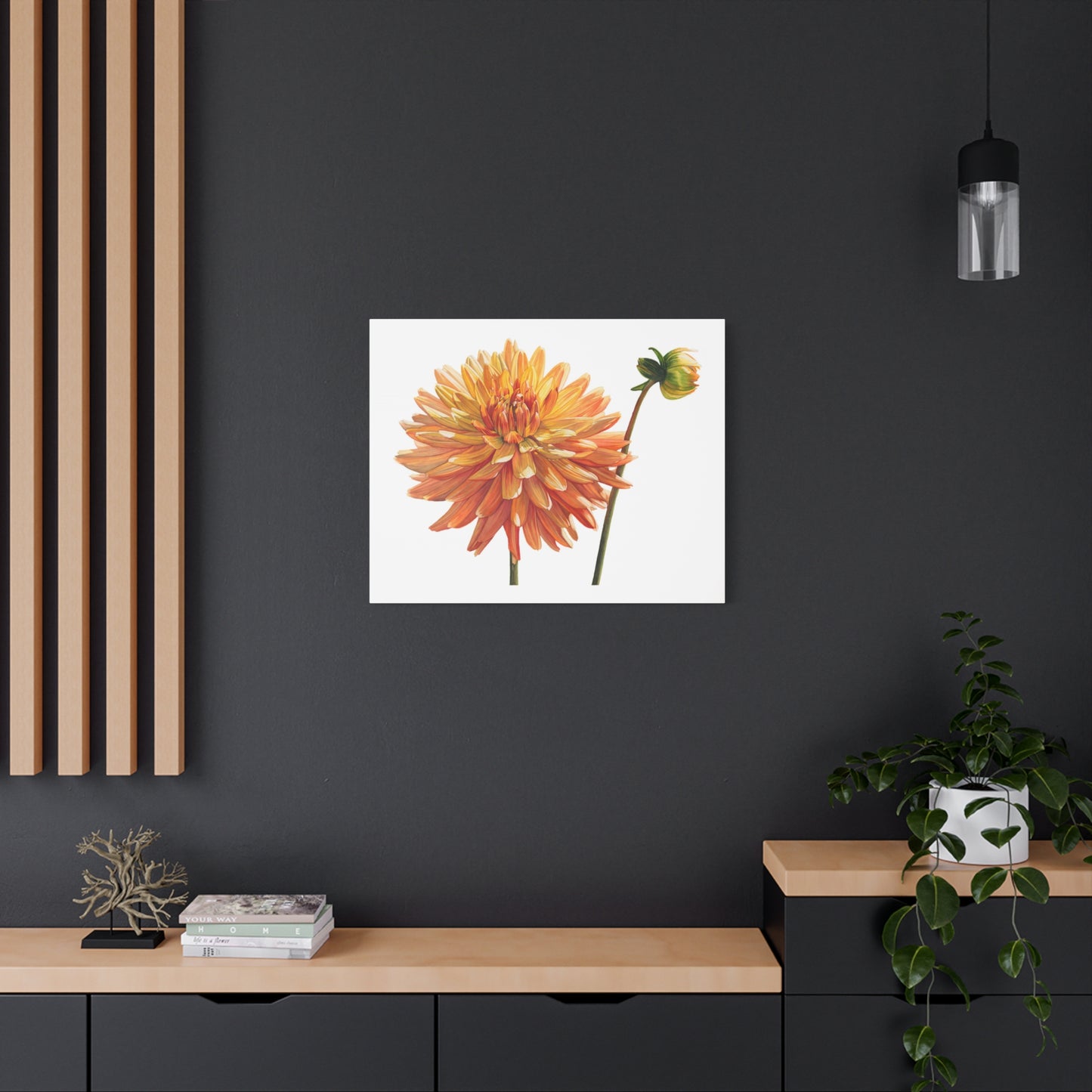 Floral Canvas Art Print - Vibrant Dahlia Decoration - Floral Watercolor Print