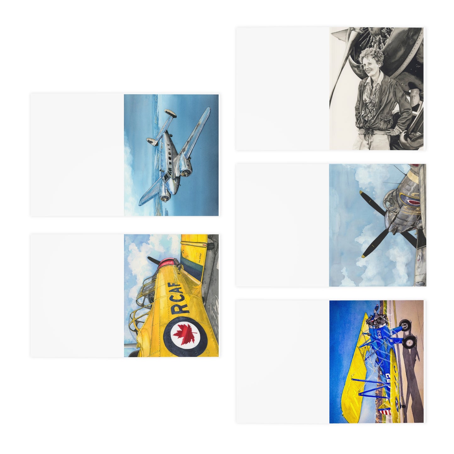 Aviation-Themed Greeting Cards Set - 5 Unique Designs - Aviation Art Print