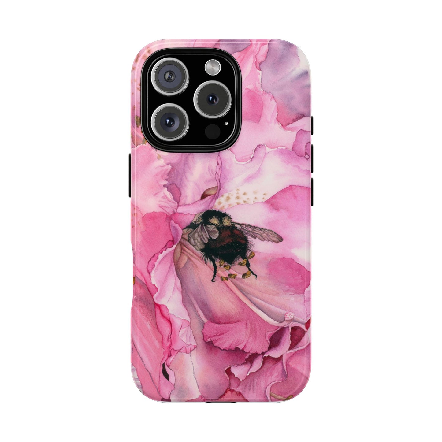 Floral Bee Phone Case - Tough and Stylish Protection - Floral Watercolor Print