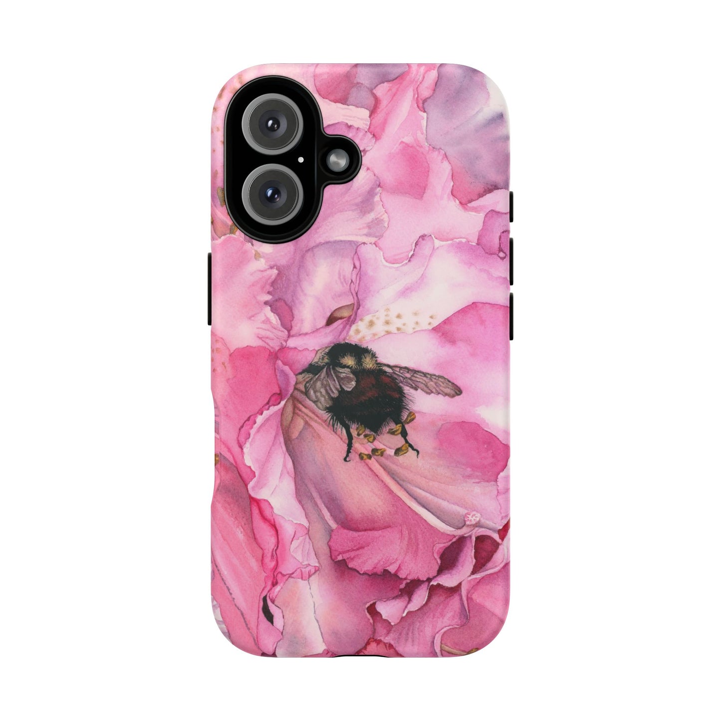 Floral Bee Phone Case - Tough and Stylish Protection - Floral Watercolor Print