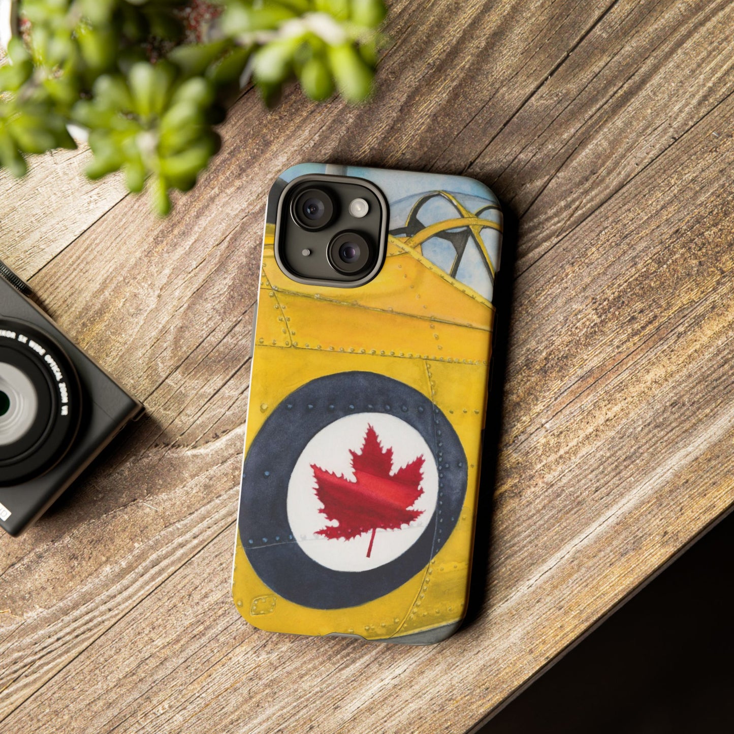 Canadian Vintage Airplane Phone Case - Tough Cases with Maple Leaf Design - Aviation Art Print
