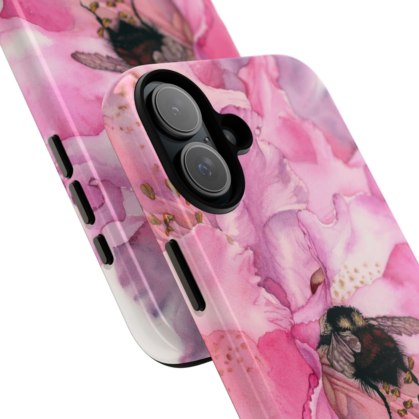 Floral Bee Phone Case - Tough and Stylish Protection - Floral Watercolor Print