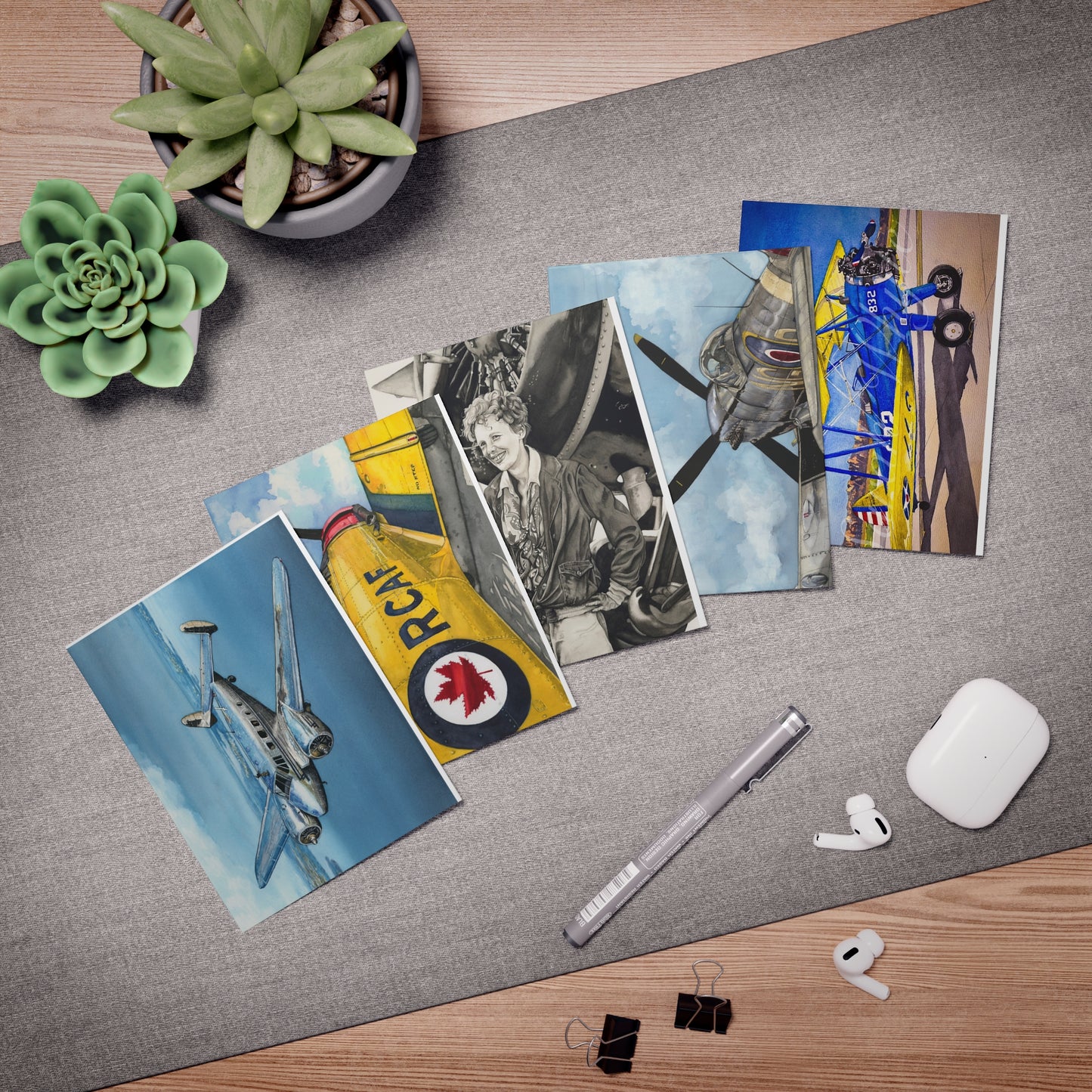 Aviation-Themed Greeting Cards Set - 5 Unique Designs - Aviation Art Print