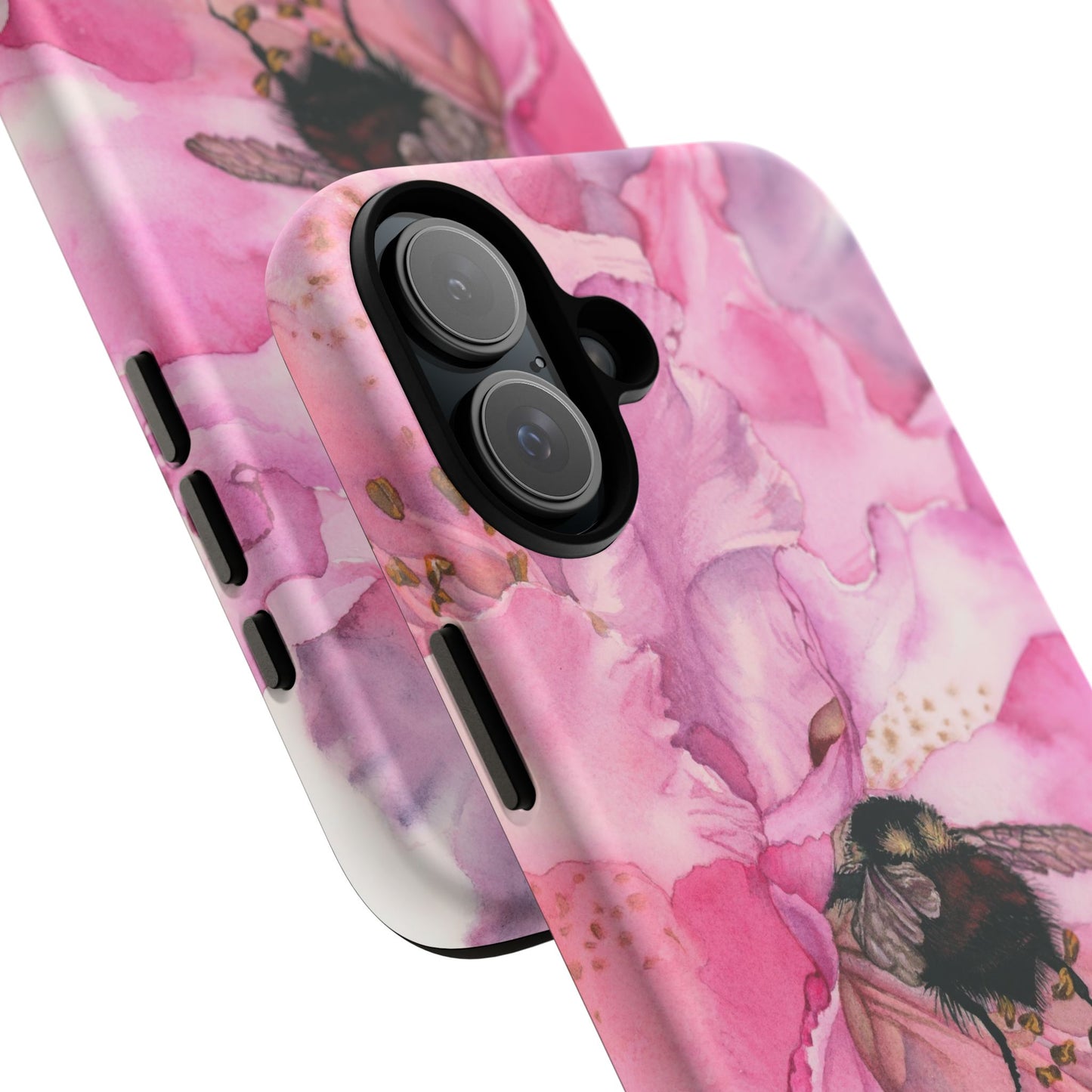 Floral Bee Phone Case - Tough and Stylish Protection - Floral Watercolor Print