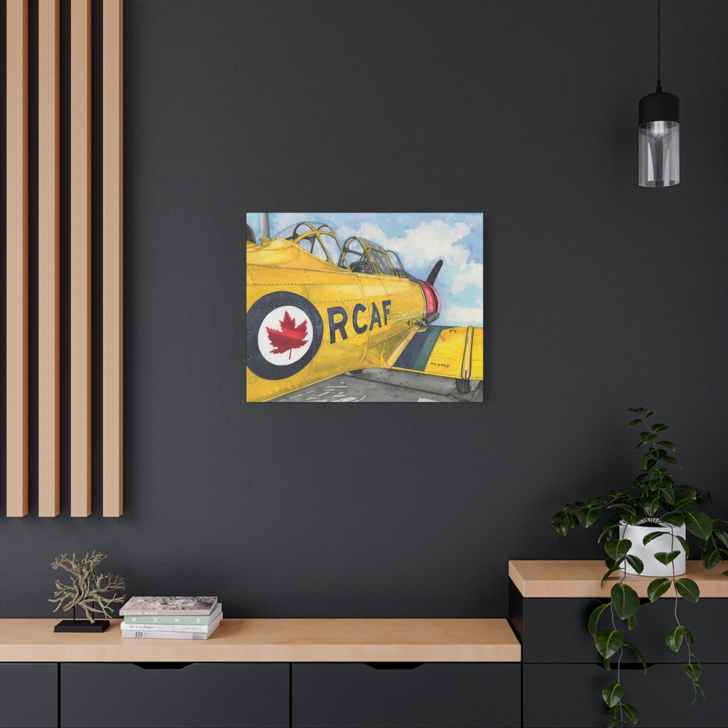 RCAF Yellow Airplane Canvas Wall Art - Matte Stretched Print - Aviation Art Print