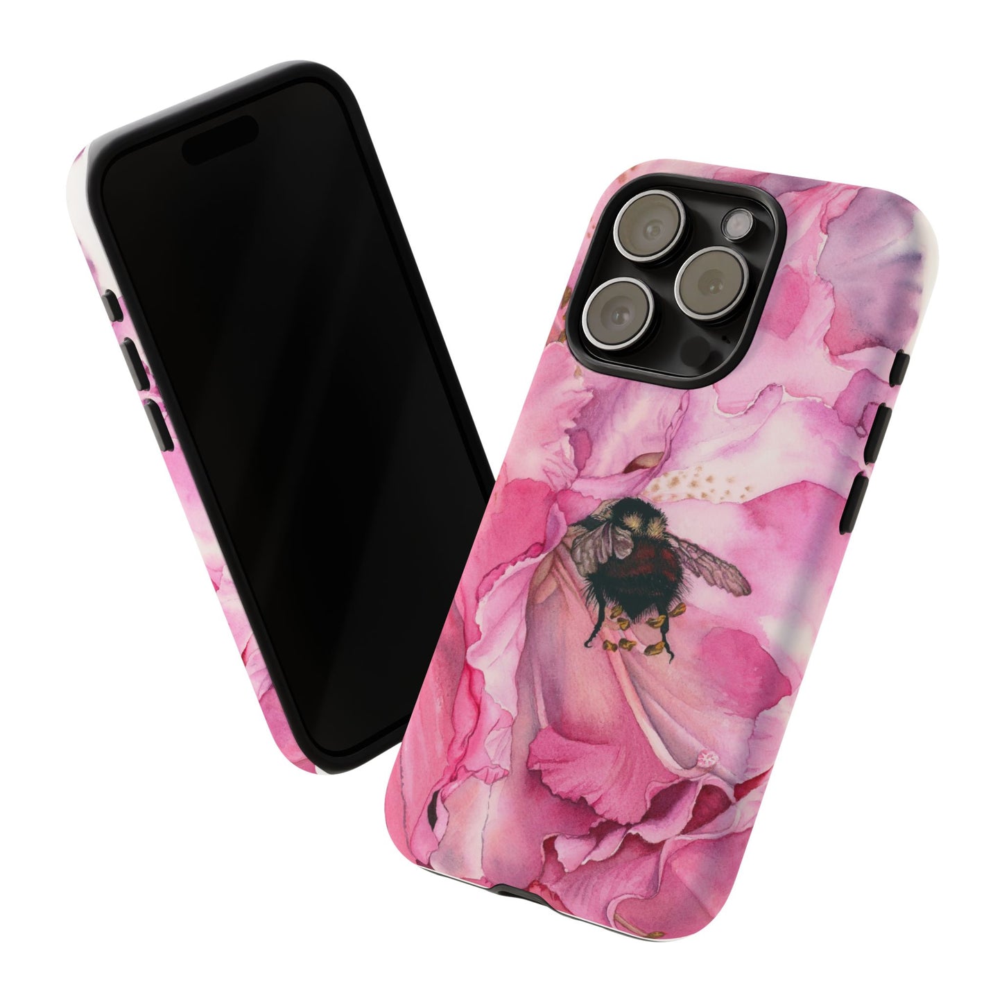 Floral Bee Phone Case - Tough and Stylish Protection - Floral Watercolor Print
