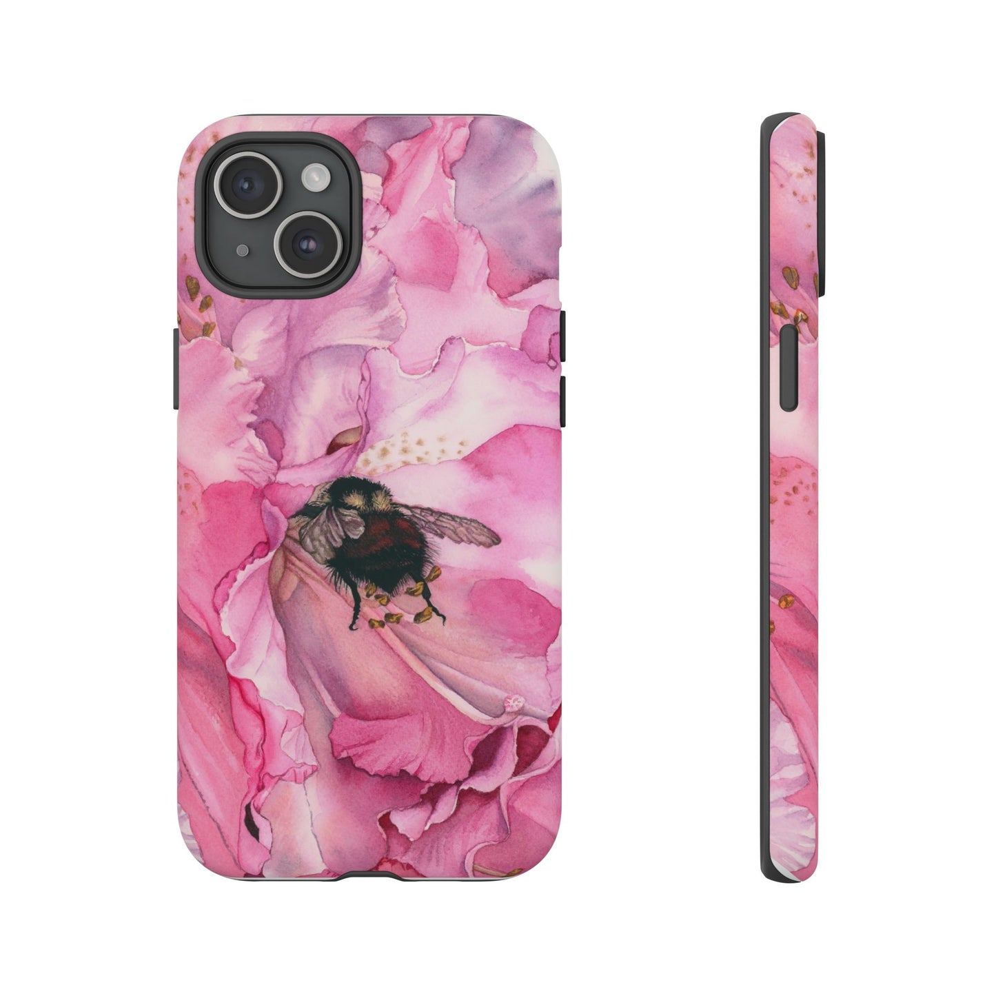 Floral Bee Phone Case - Tough and Stylish Protection - Floral Watercolor Print