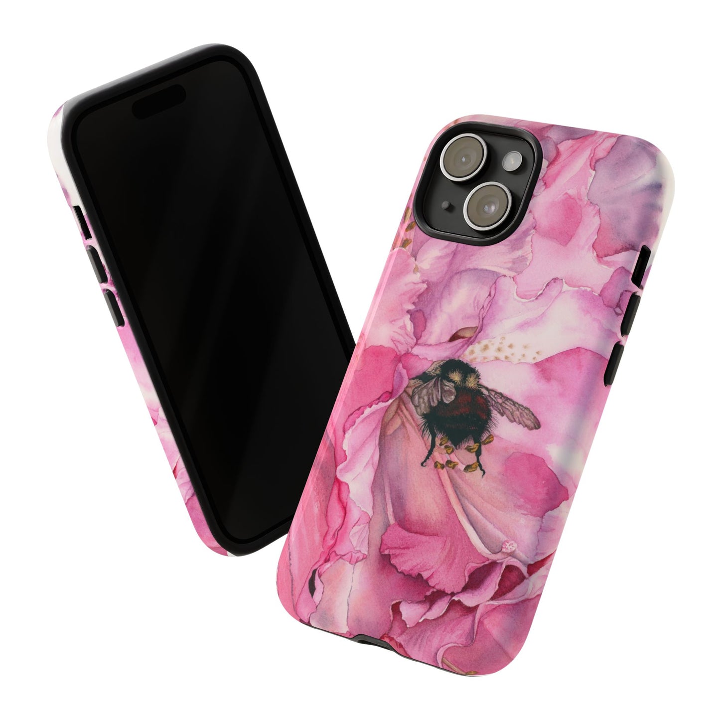 Floral Bee Phone Case - Tough and Stylish Protection - Floral Watercolor Print