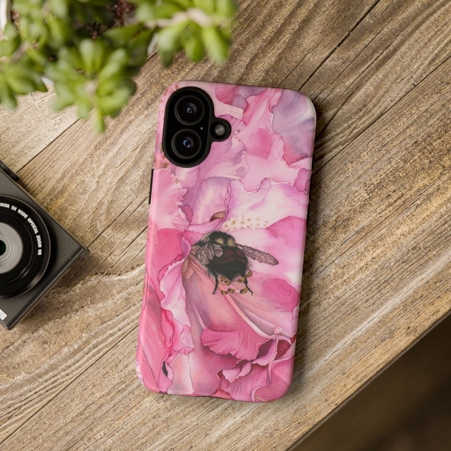 Floral Bee Phone Case - Tough and Stylish Protection - Floral Watercolor Print