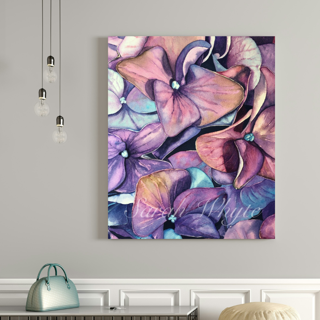 Fading Hydrangeas Print - Floral Watercolor Print
