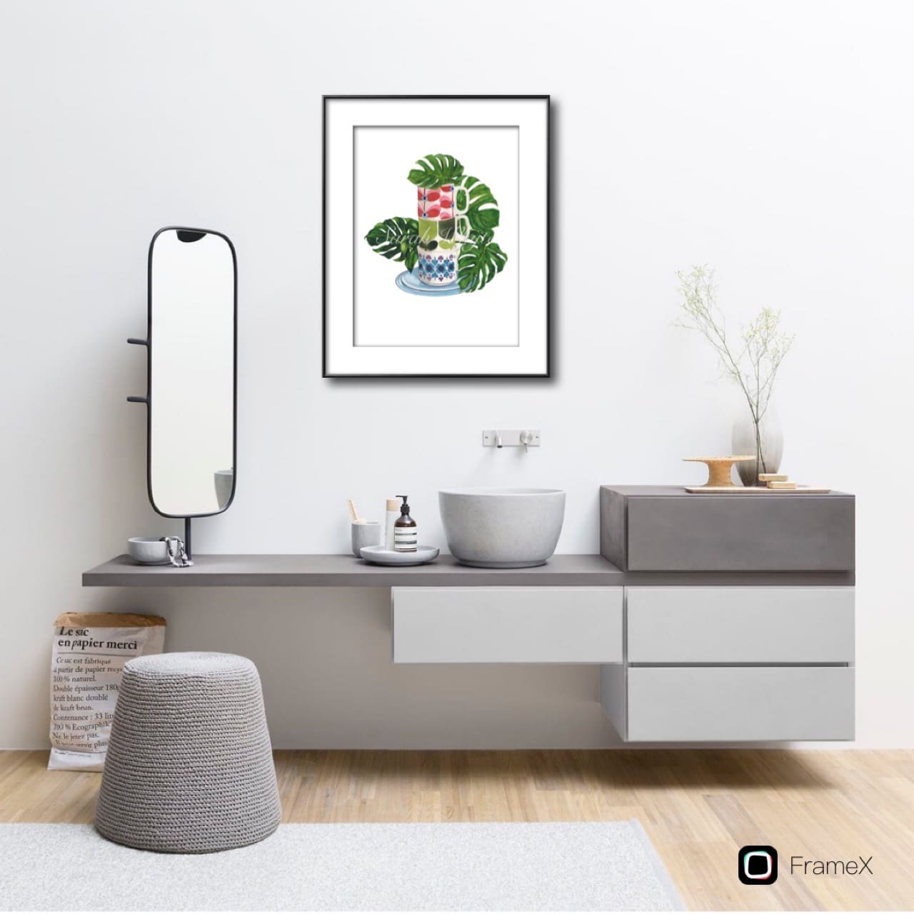 Mugs & Monstera Print - Watercolor Art by Sarah Whyte