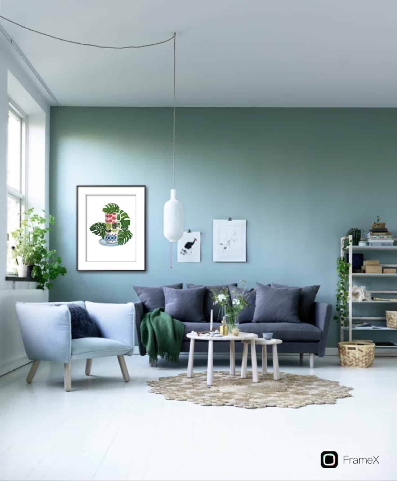 Mugs & Monstera Print - Watercolor Art by Sarah Whyte