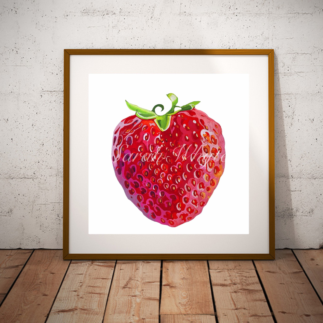 Solo Strawberry Print - Watercolor Art by Sarah Whyte