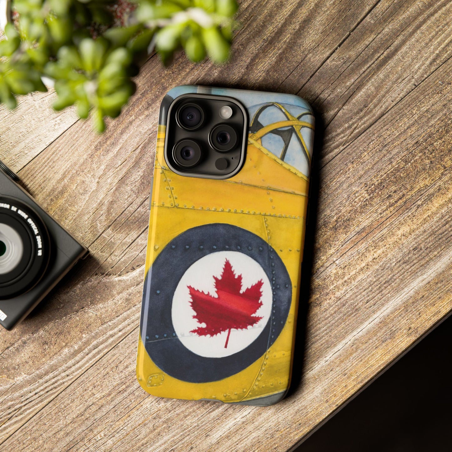 Canadian Vintage Airplane Phone Case - Tough Cases with Maple Leaf Design - Aviation Art Print