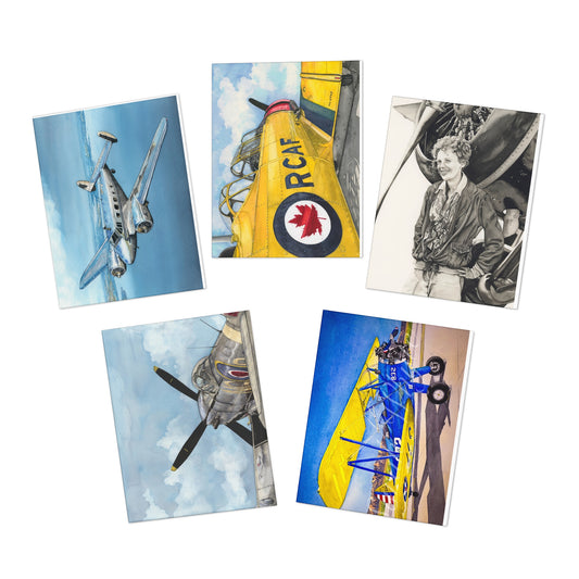 Aviation-Themed Greeting Cards Set - 5 Unique Designs - Aviation Art Print