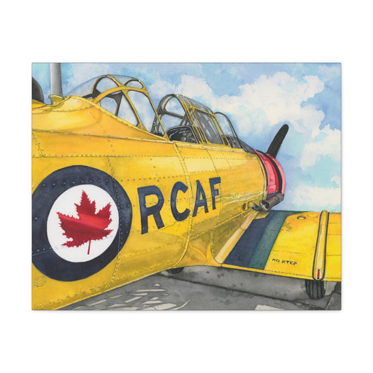RCAF Yellow Airplane Canvas Wall Art - Matte Stretched Print - Aviation Art Print
