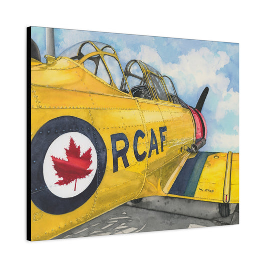 RCAF Yellow Airplane Canvas Wall Art - Matte Stretched Print - Aviation Art Print