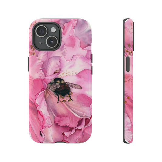 Floral Bee Phone Case - Tough and Stylish Protection - Floral Watercolor Print