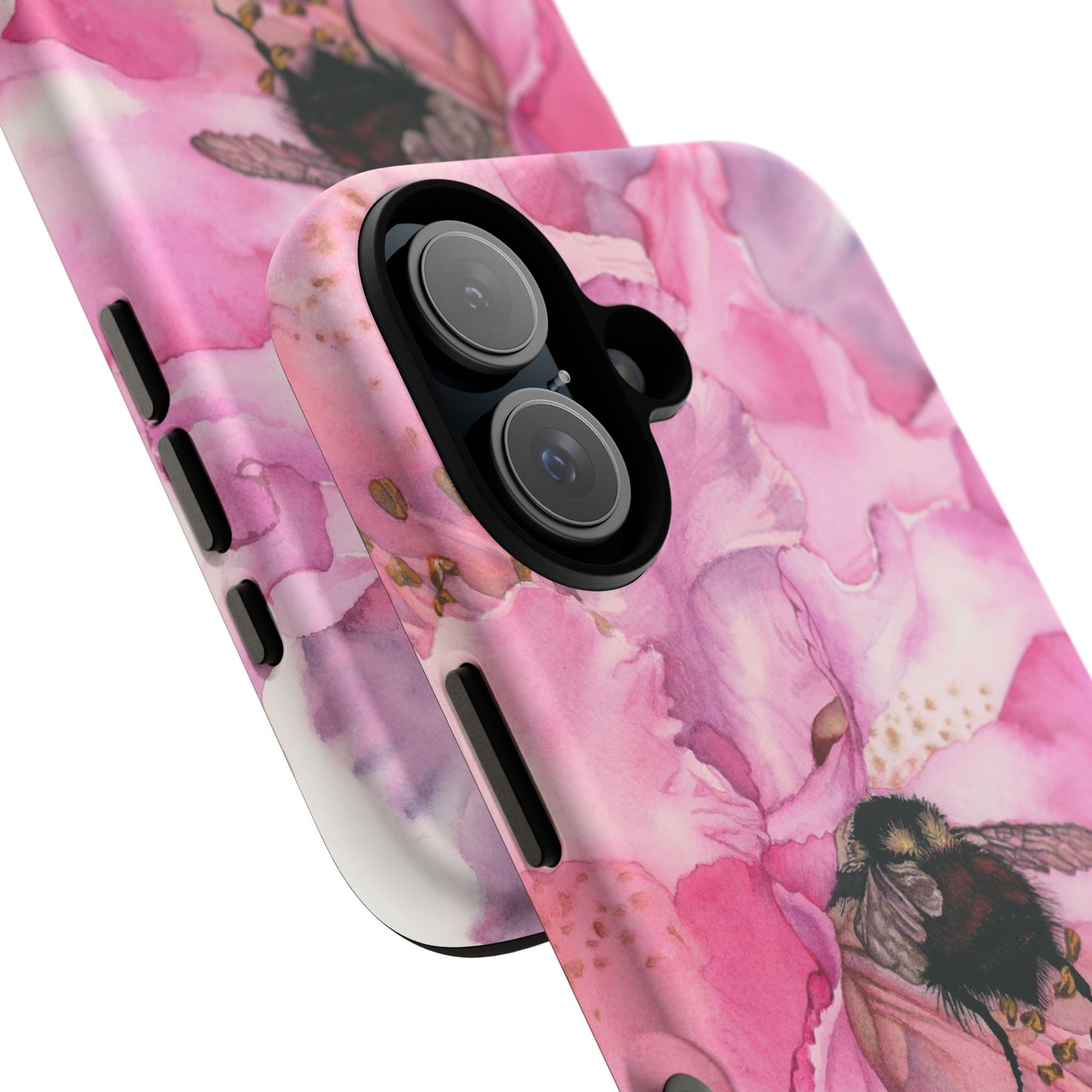 Floral Bee Phone Case - Tough and Stylish Protection - Floral Watercolor Print