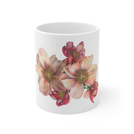 Floral Delight Mug - 11oz Coffee Cup for Nature Lovers - Floral Watercolor Print