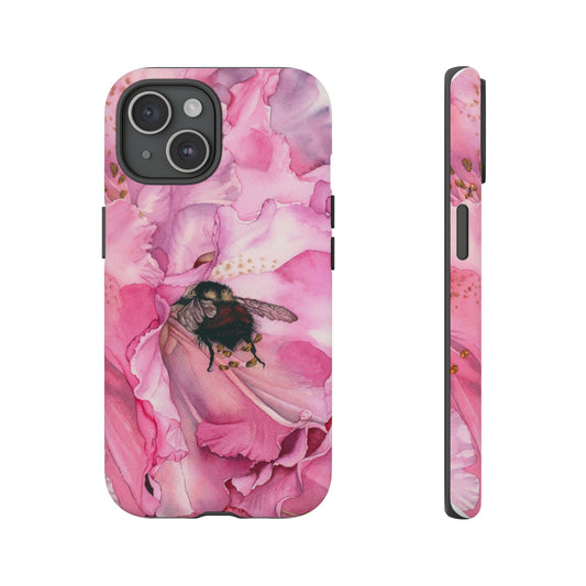 Floral Bee Phone Case - Tough and Stylish Protection - Floral Watercolor Print