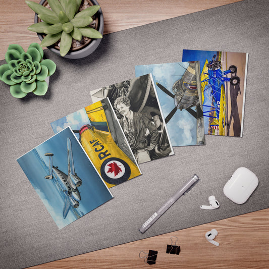 Aviation-Themed Greeting Cards Set - 5 Unique Designs - Aviation Art Print