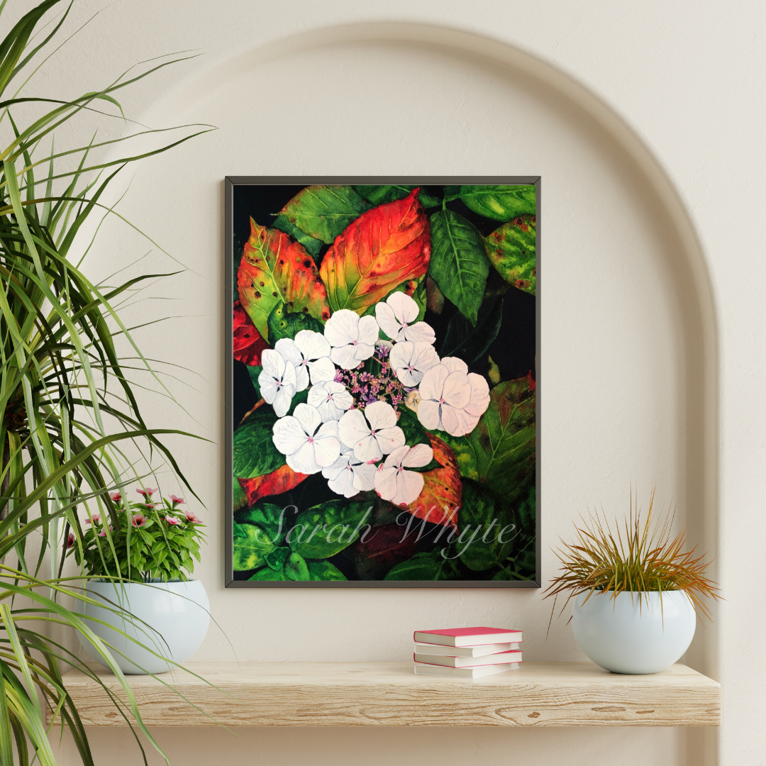 Autumn Hydrangea Print - Watercolor Art by Sarah Whyte