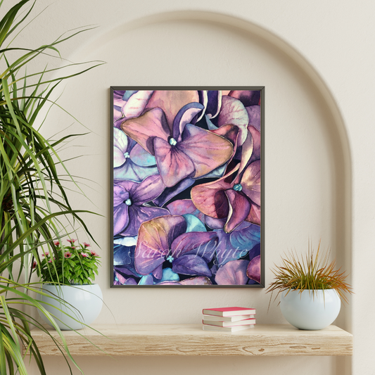 Fading Hydrangeas Print - Floral Watercolor Print