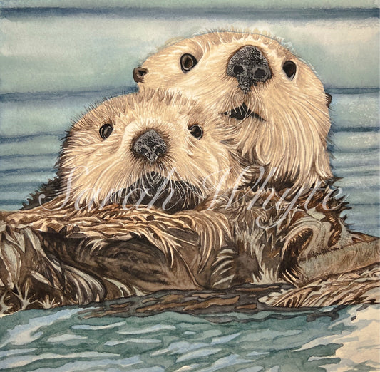 Otters Print - Watercolor Art by Sarah Whyte