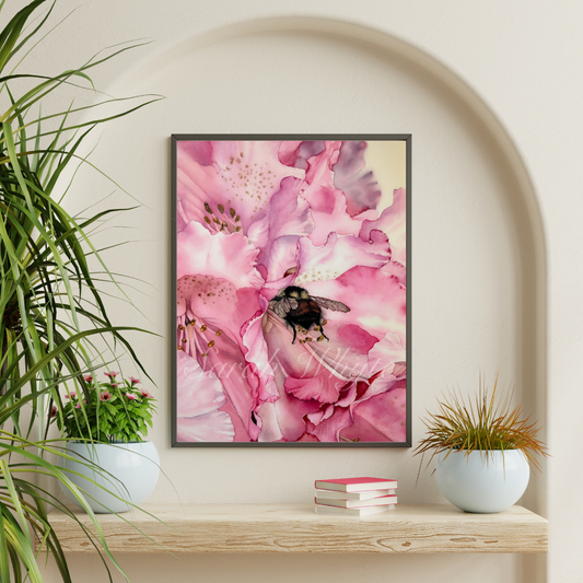 Rhody with Bumblebee Print - Watercolor Art by Sarah Whyte