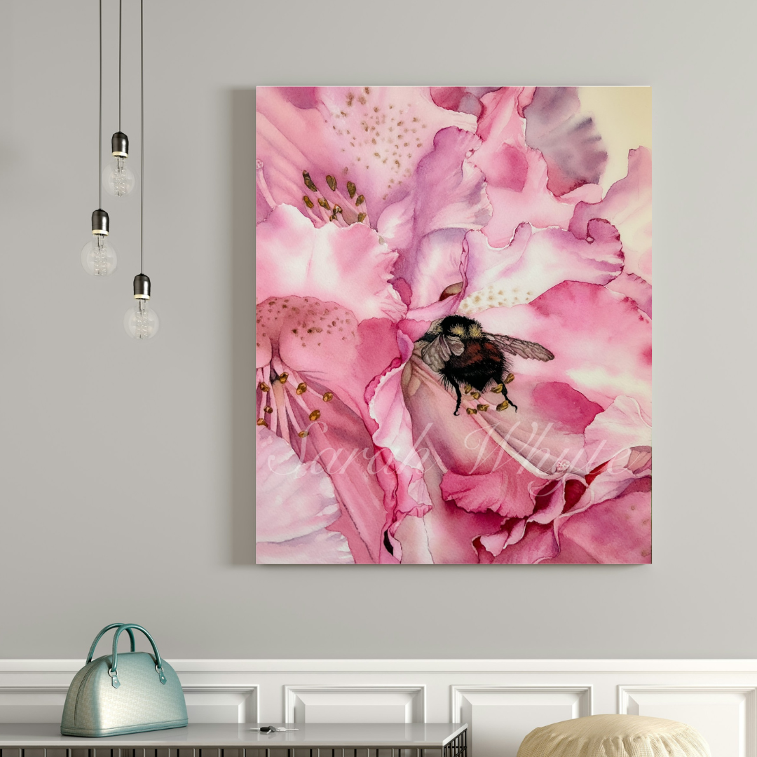 Rhody with Bumblebee Print - Watercolor Art by Sarah Whyte