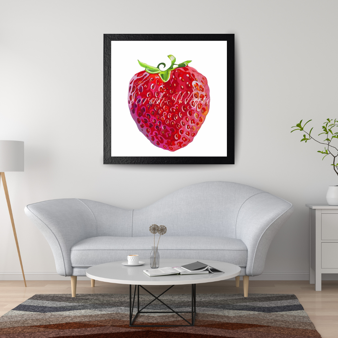 Solo Strawberry Print - Watercolor Art by Sarah Whyte