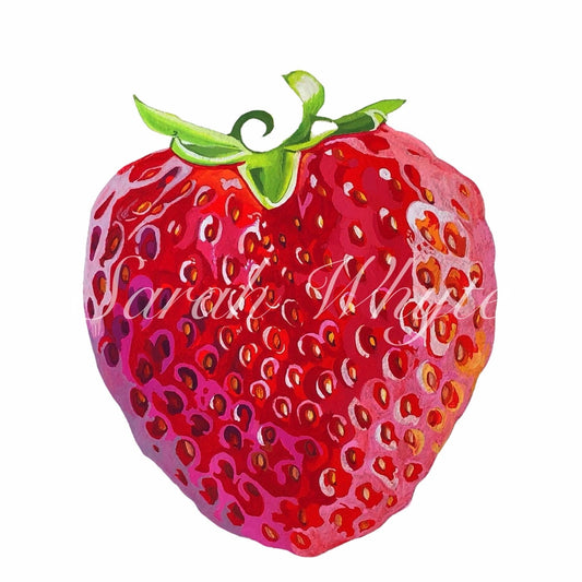 Solo Strawberry Print - Watercolor Art by Sarah Whyte