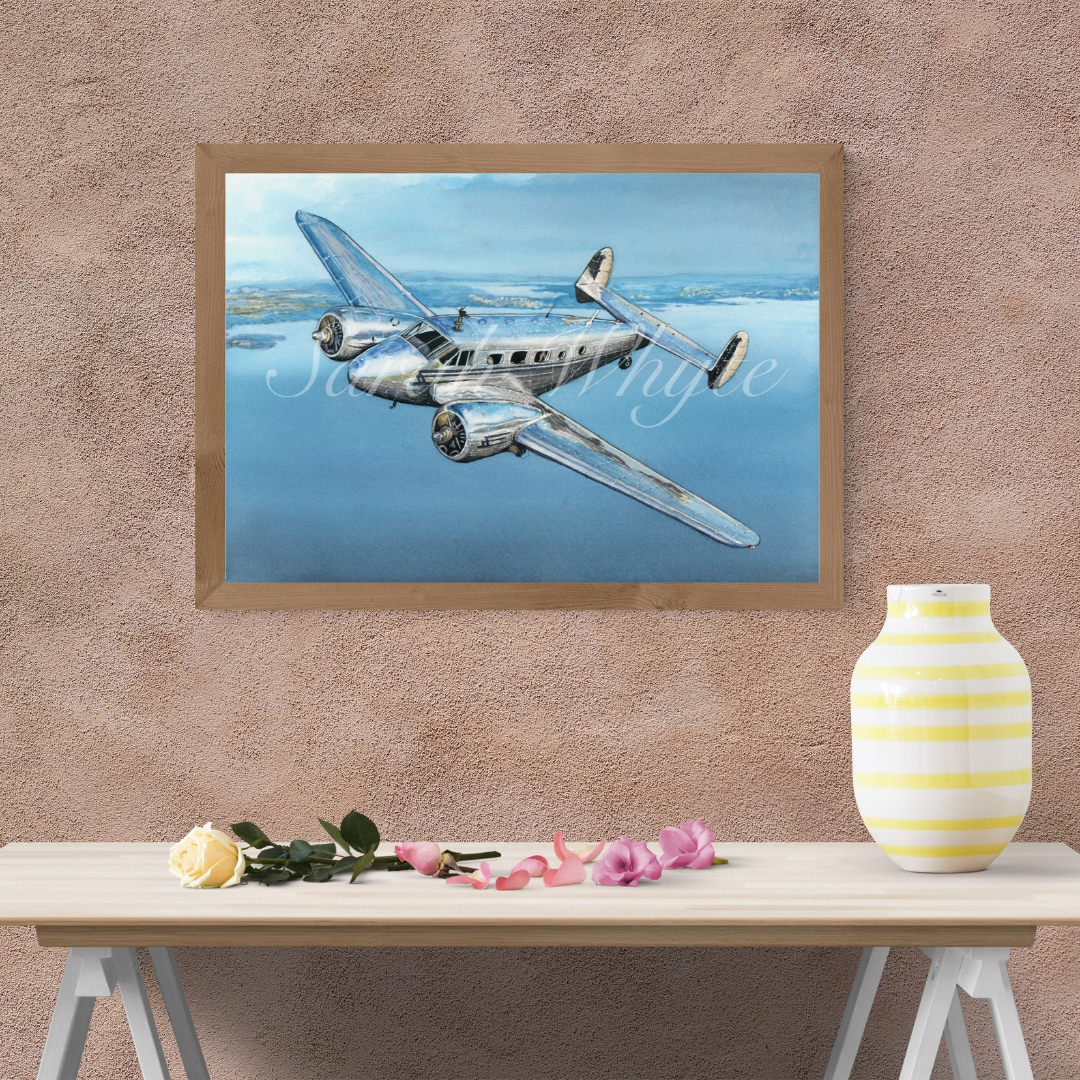 Twin Beech Print - Watercolor Art by Sarah Whyte